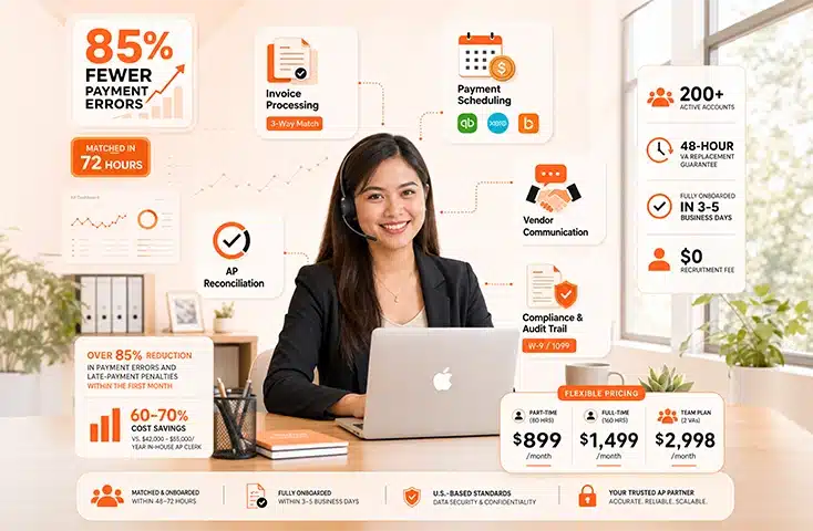 Accounts payable virtual assistant services helping businesses manage invoices and vendor payments