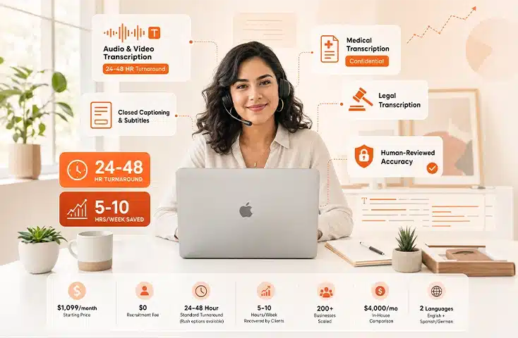 Transcription Virtual Assistant Services — dedicated VA converting audio and video into accurate written text